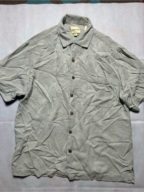 Joseph & Feiss grey silk Hawaiian shirt size large